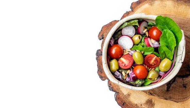Prepared salads on table